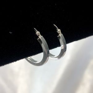 Hoop Earrings Sterling Silver Snap Bar Closures